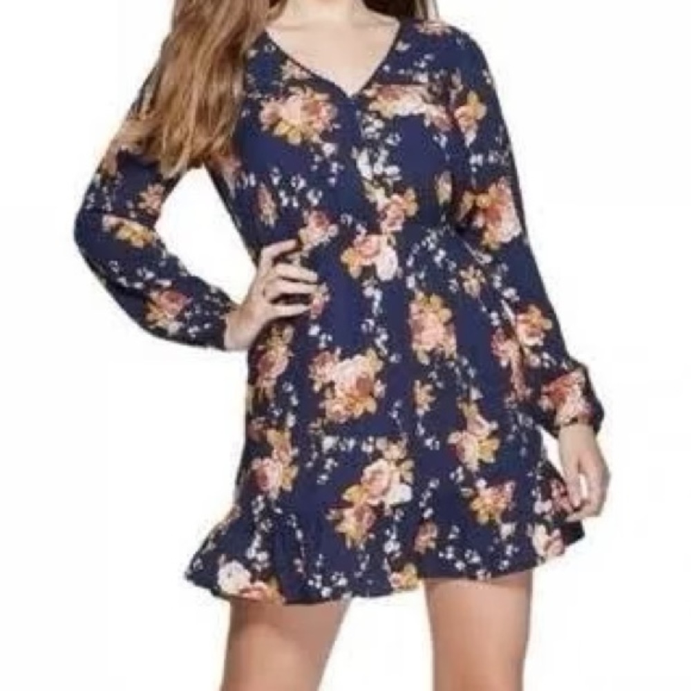 NWT Xhilaration Navy Blue Floral Dress, Size L